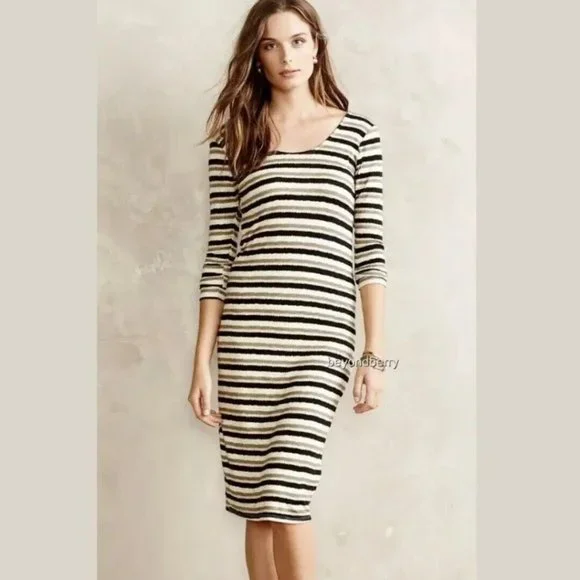 Dolan Dresses | Euc *Dolan* Womens Left Coast Striped Prita Jersey Fitted Midi Dress Xs | Color: Black/Cream | Size: Xs | Lilycas's Closet Dolan Dresses | Euc *Dolan* Womens Left Coast Striped Prita Jersey Fitted Midi Dress Xs | Color: Black/Cream | Size: Xs | Lilycas's Closet